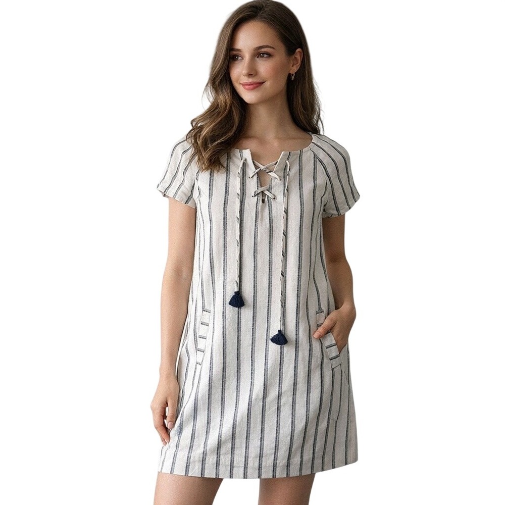 NWT Southern Tide Coastal Breeze Striped Lace-Up Shift Dress XS